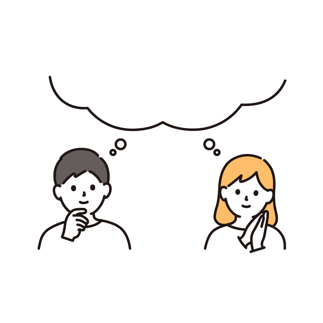 笑顔の男女（頭上吹き出し）