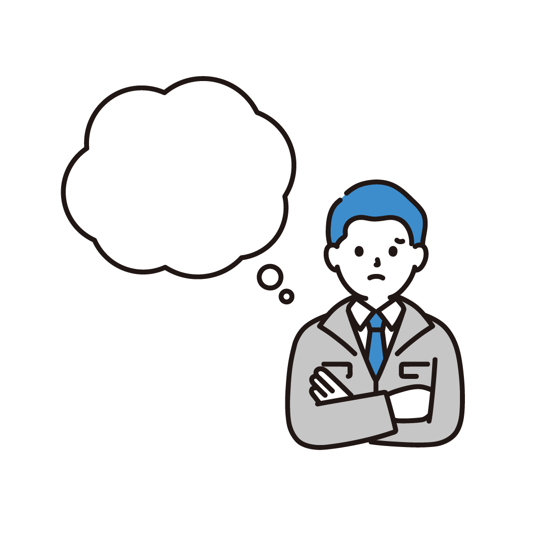 困る作業着男性（吹き出し）
