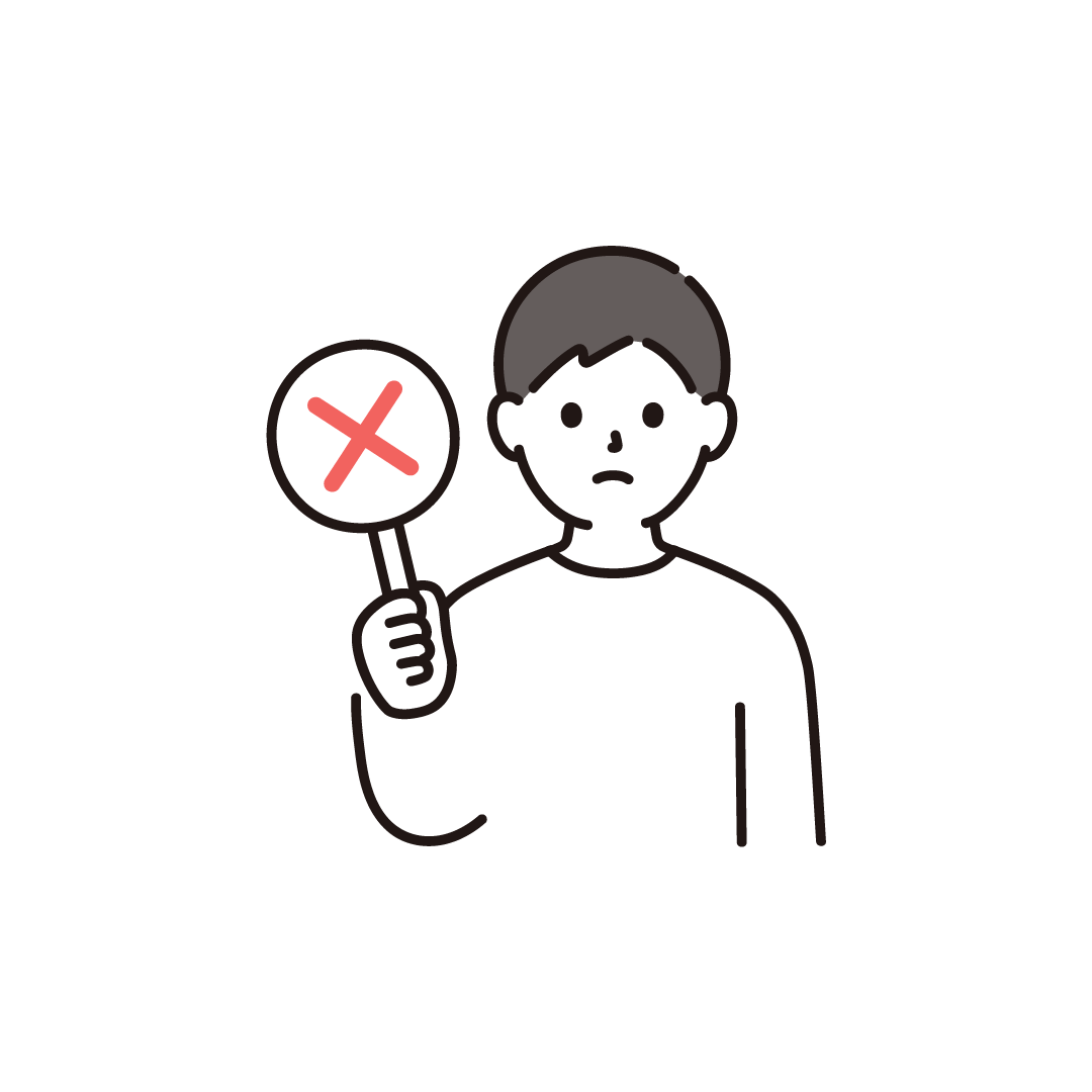 バツを持つ男性（上半身）