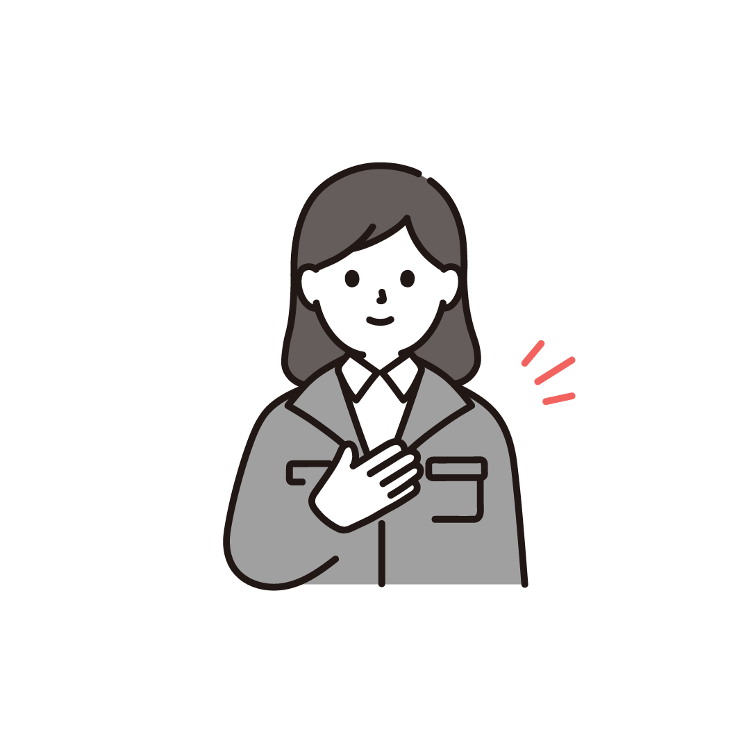 おまかせくださいポーズをする作業着女性