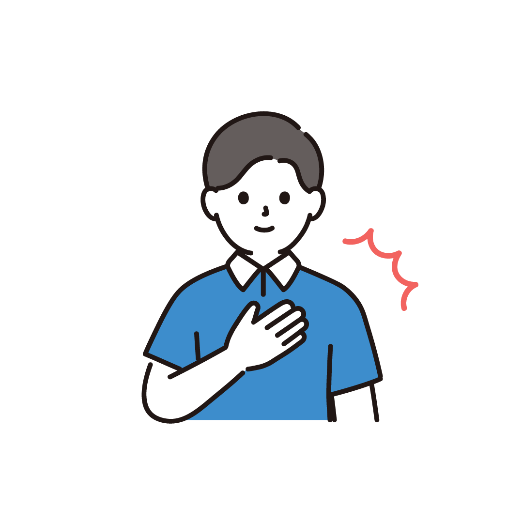 おまかせポーズをする男性介護士（ポロシャツ）