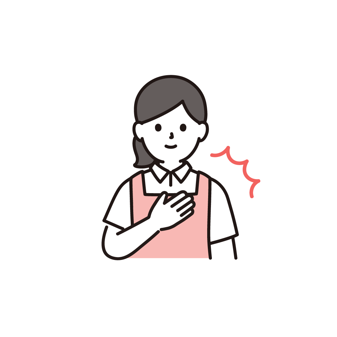 おまかせポーズをする女性介護士（エプロン）