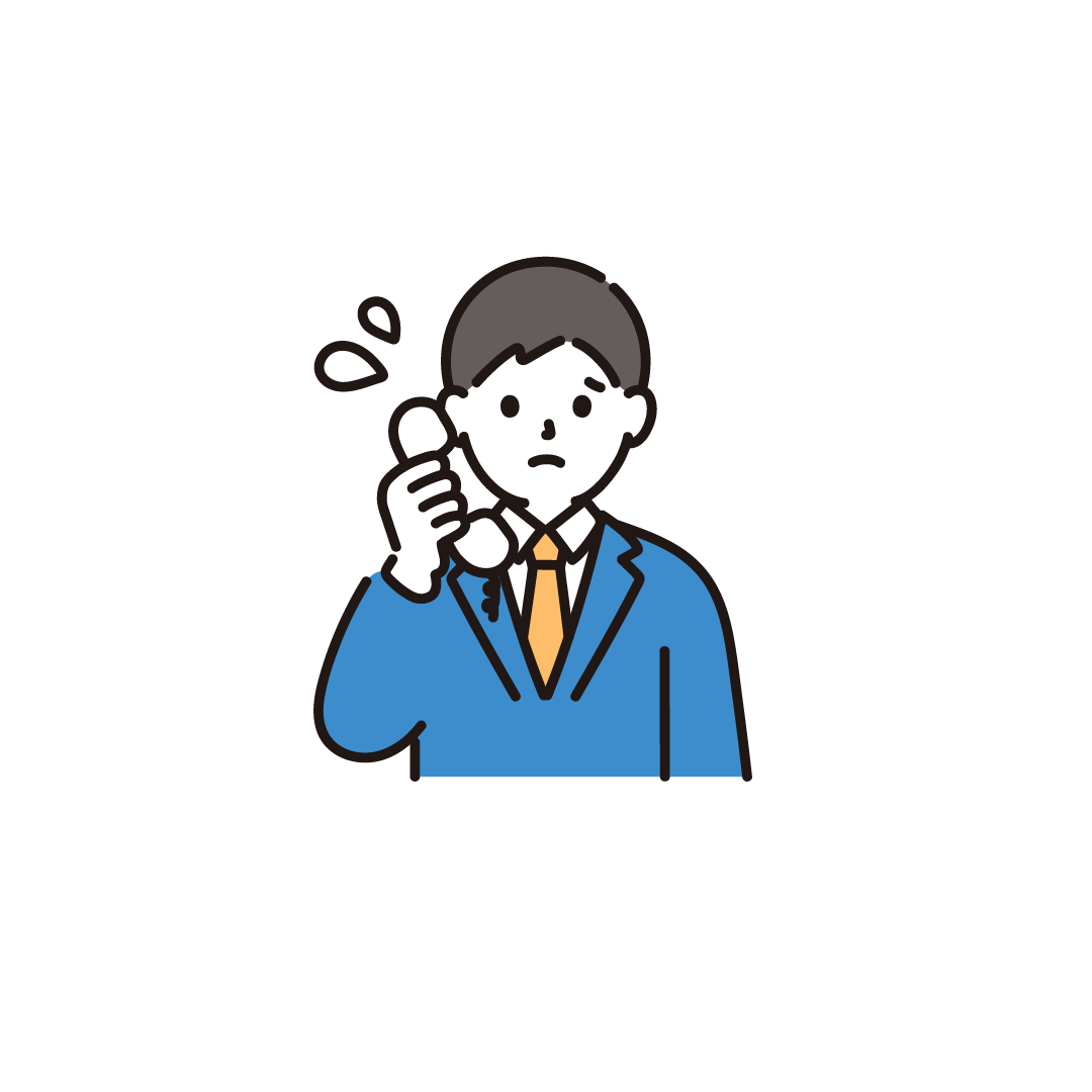 電話をする男子学生（困る）のイラスト