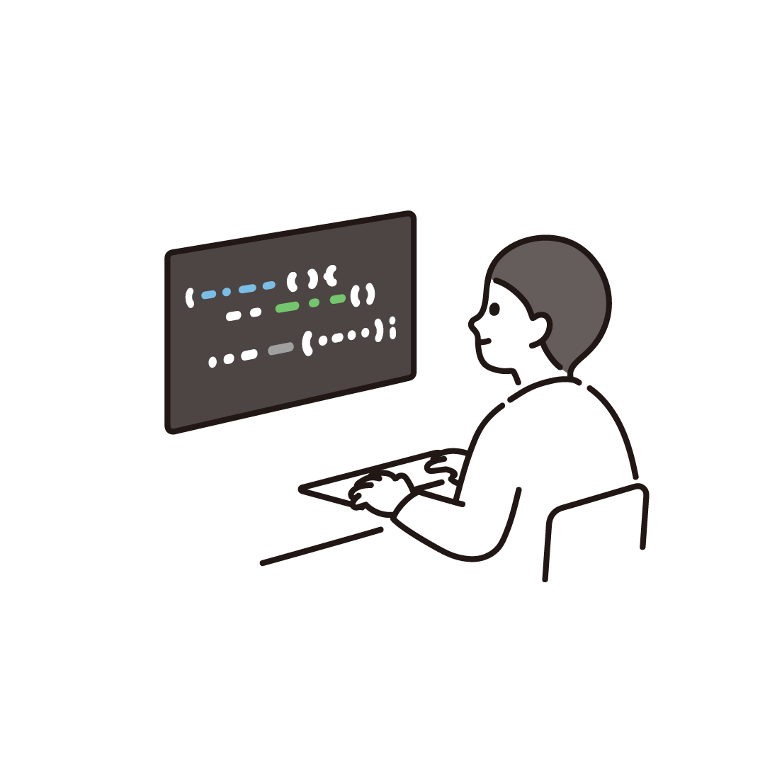 プログラミングする男性のイラスト