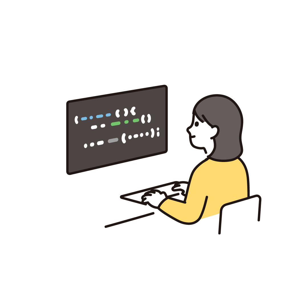 プログラミングする女性のイラスト