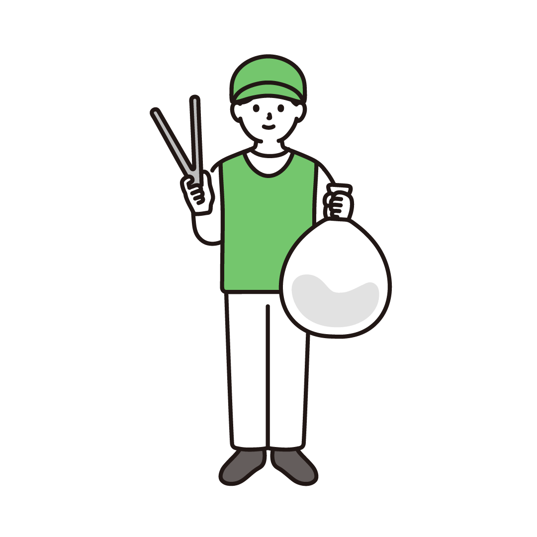 ゴミ拾いをする男性