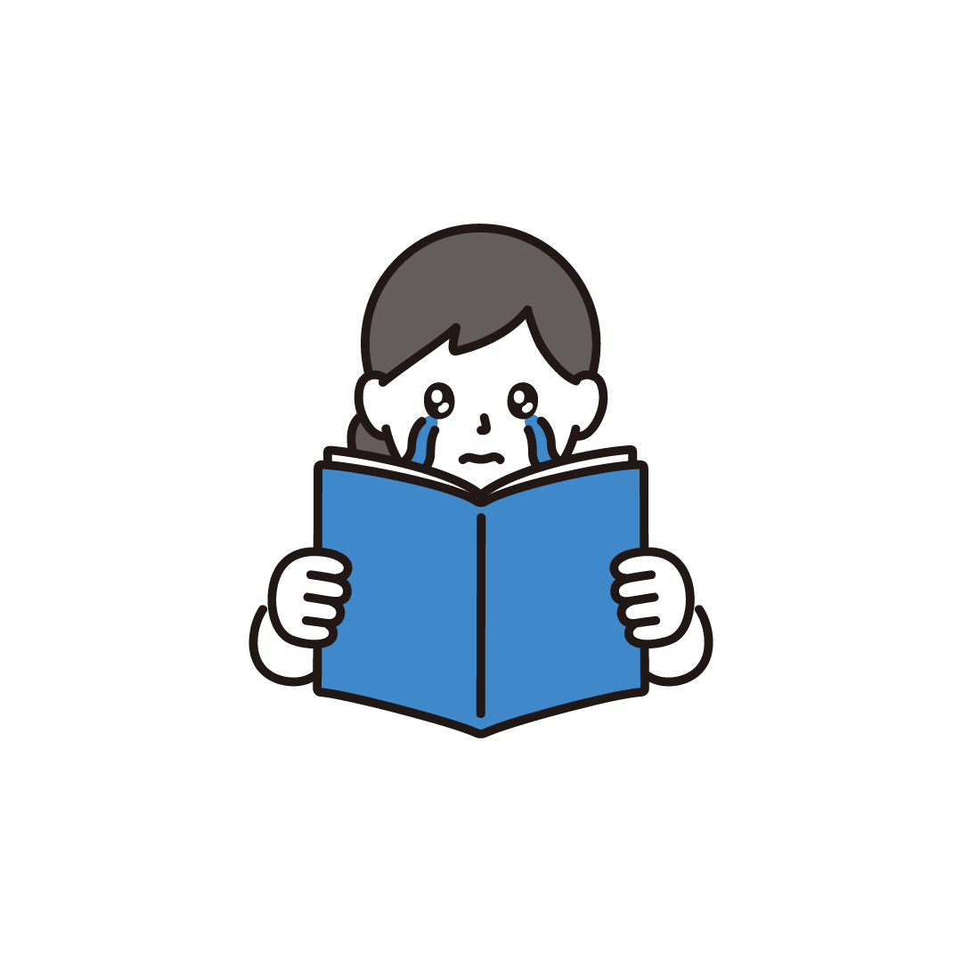 泣きながら本を読む女性
