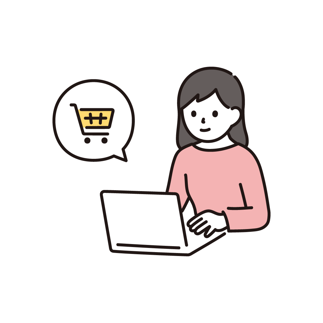 PCで買い物する女性