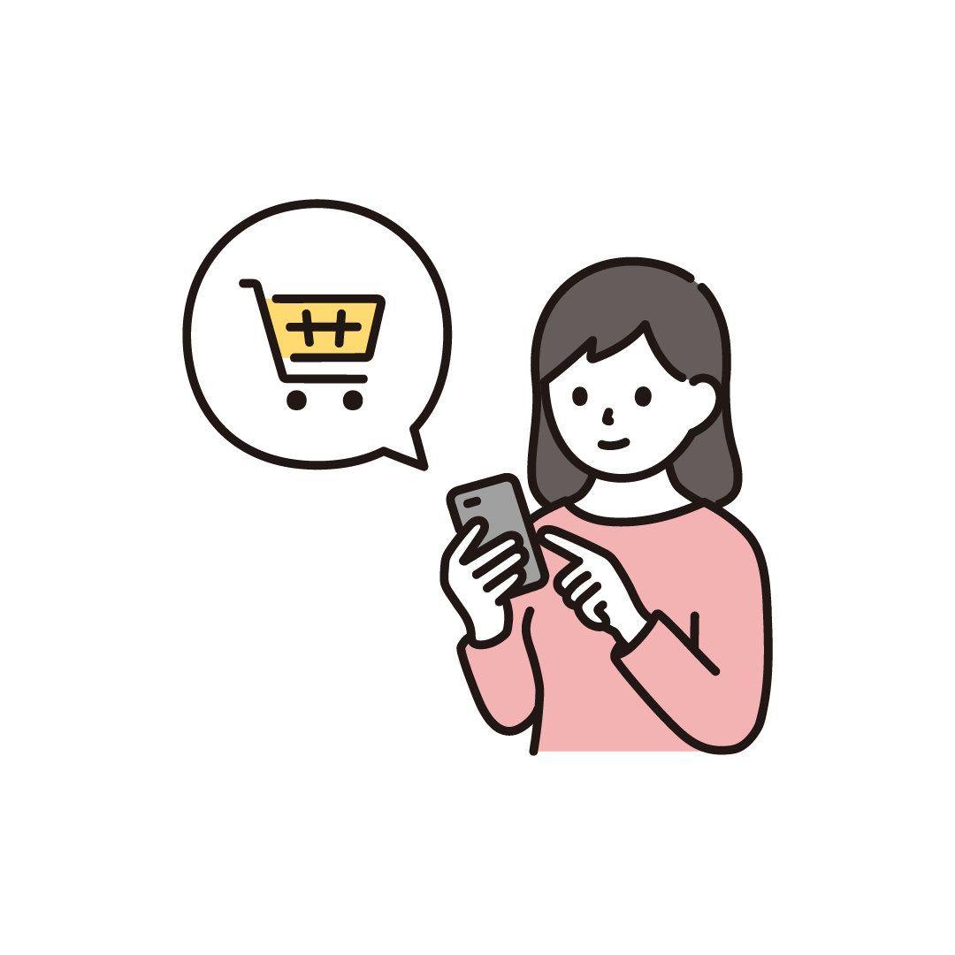 スマホで買い物をする女性