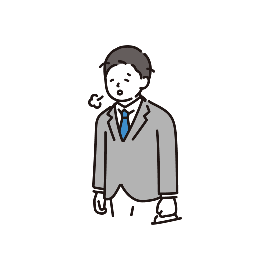 ため息をつく男性