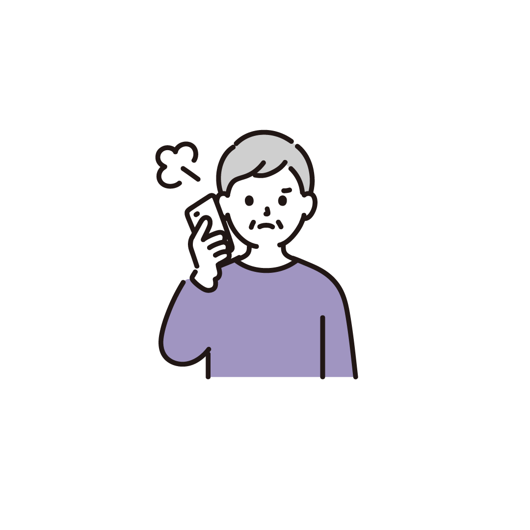 スマホで電話をするシニア女性（怒る）のイラスト