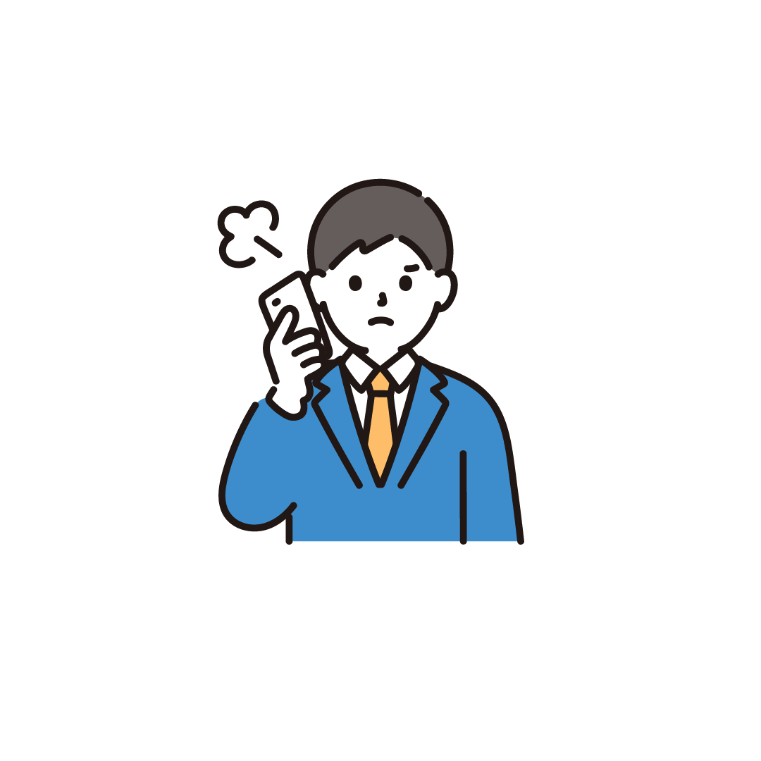 スマホで電話をする男子学生（怒る）のイラスト