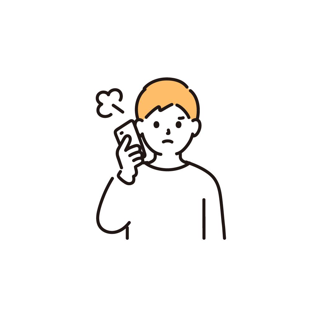 スマホで電話をする男性（怒る）のイラスト