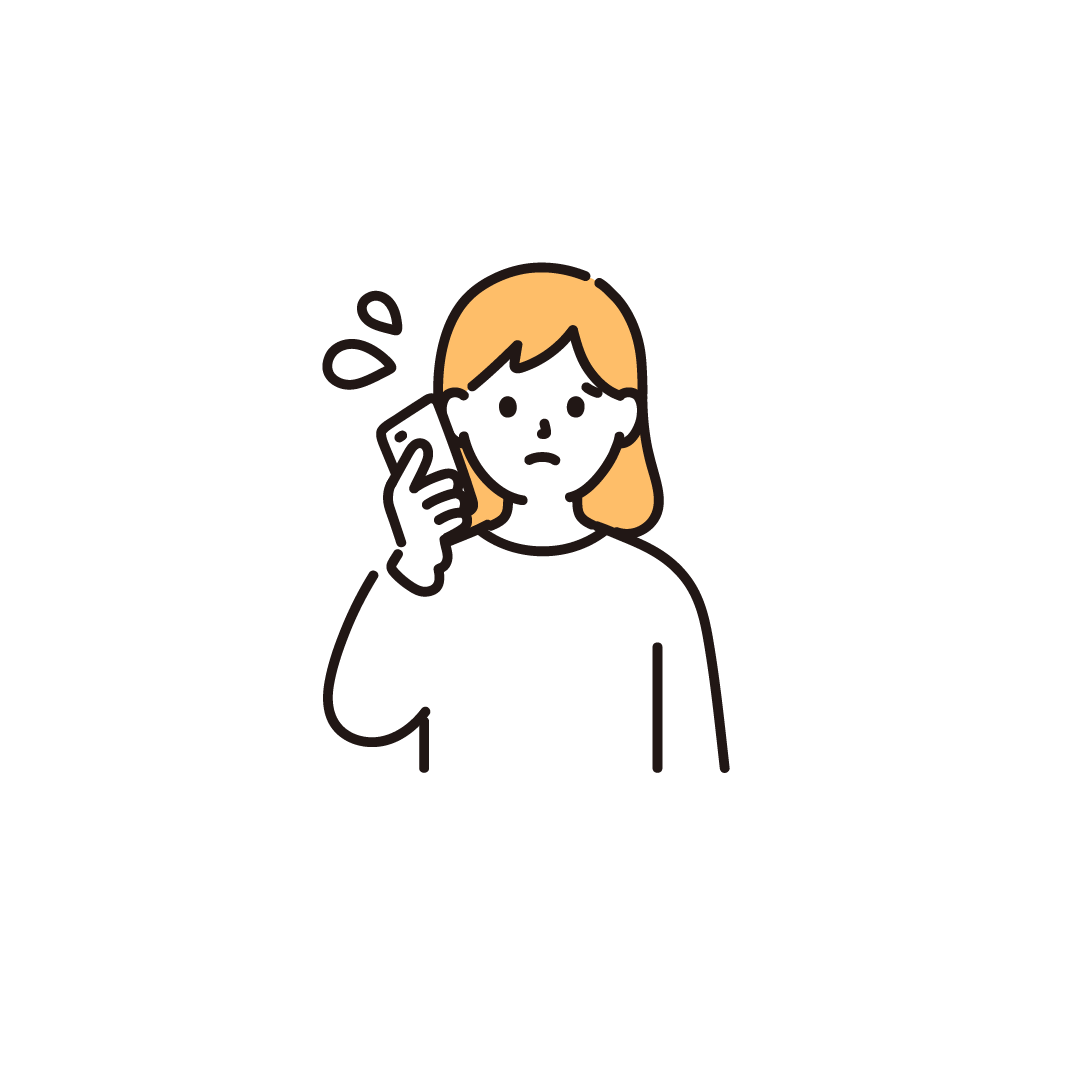 スマホで電話をする女性（困る）のイラスト