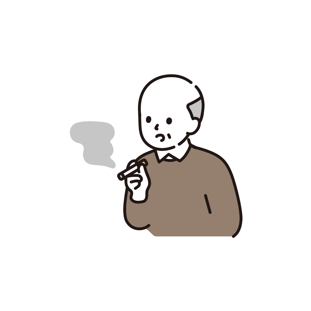 タバコを吸う男性（シニア）のイラスト