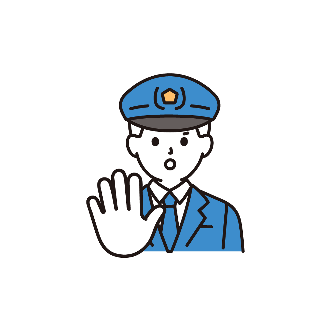 ストップポーズをする男性警察官