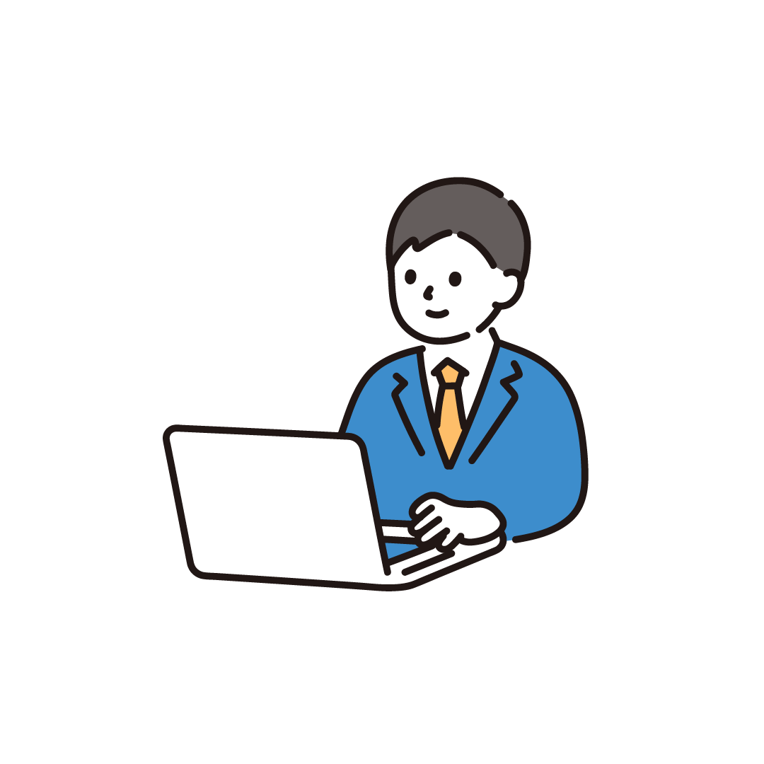 パソコンを使う男子学生（斜め）