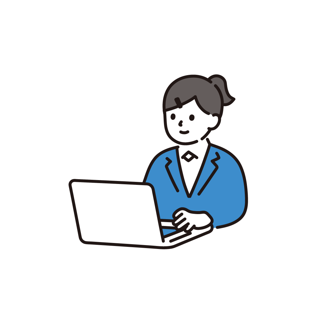 パソコンを使う女子学生（斜め）