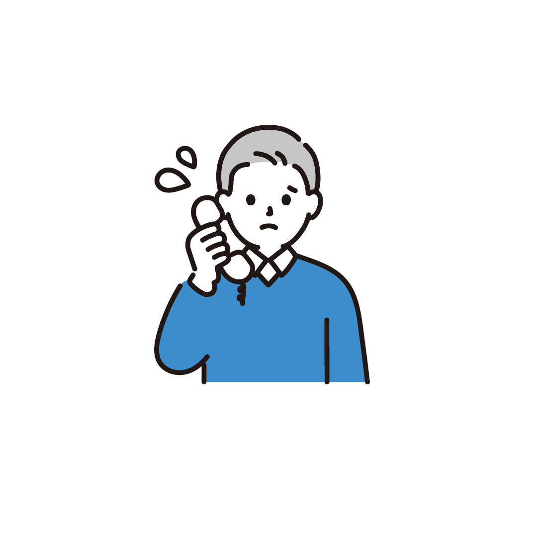 電話をする中年男性（困る）のイラスト