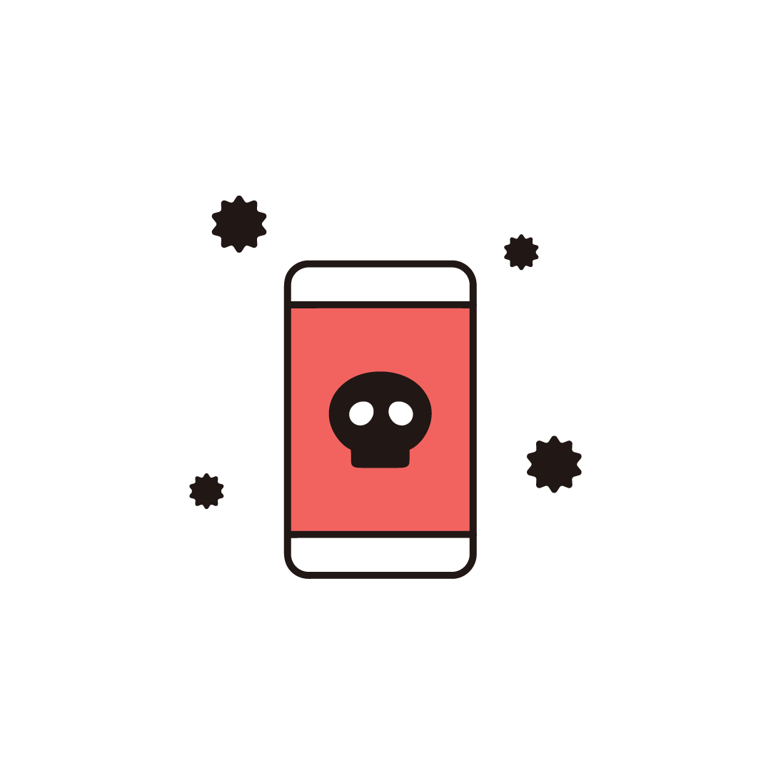 ウイルスに感染したスマホ