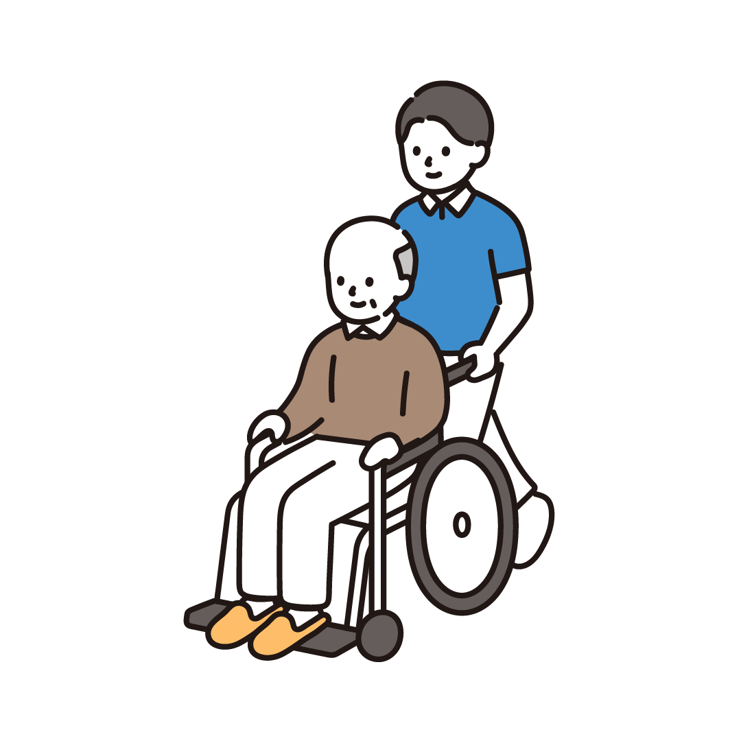 車椅子を押す介護士