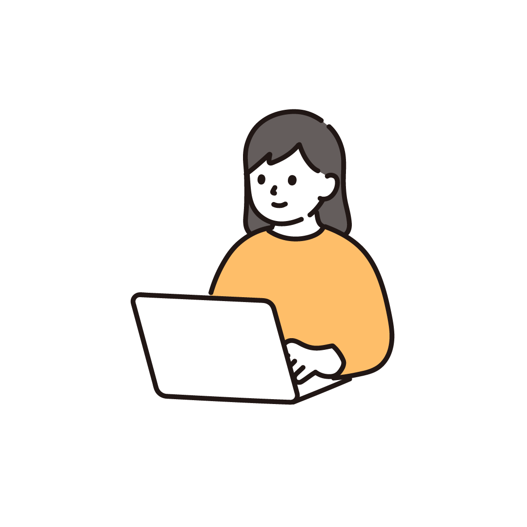 パソコンを使う女性（斜め）