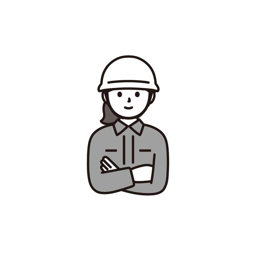 作業着の女性（上半身）