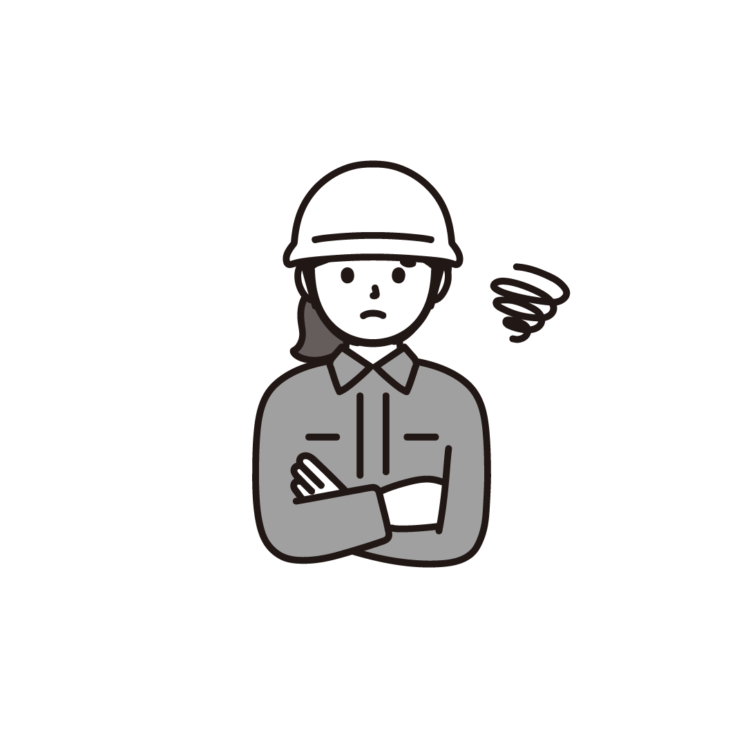 作業着の女性（困る）