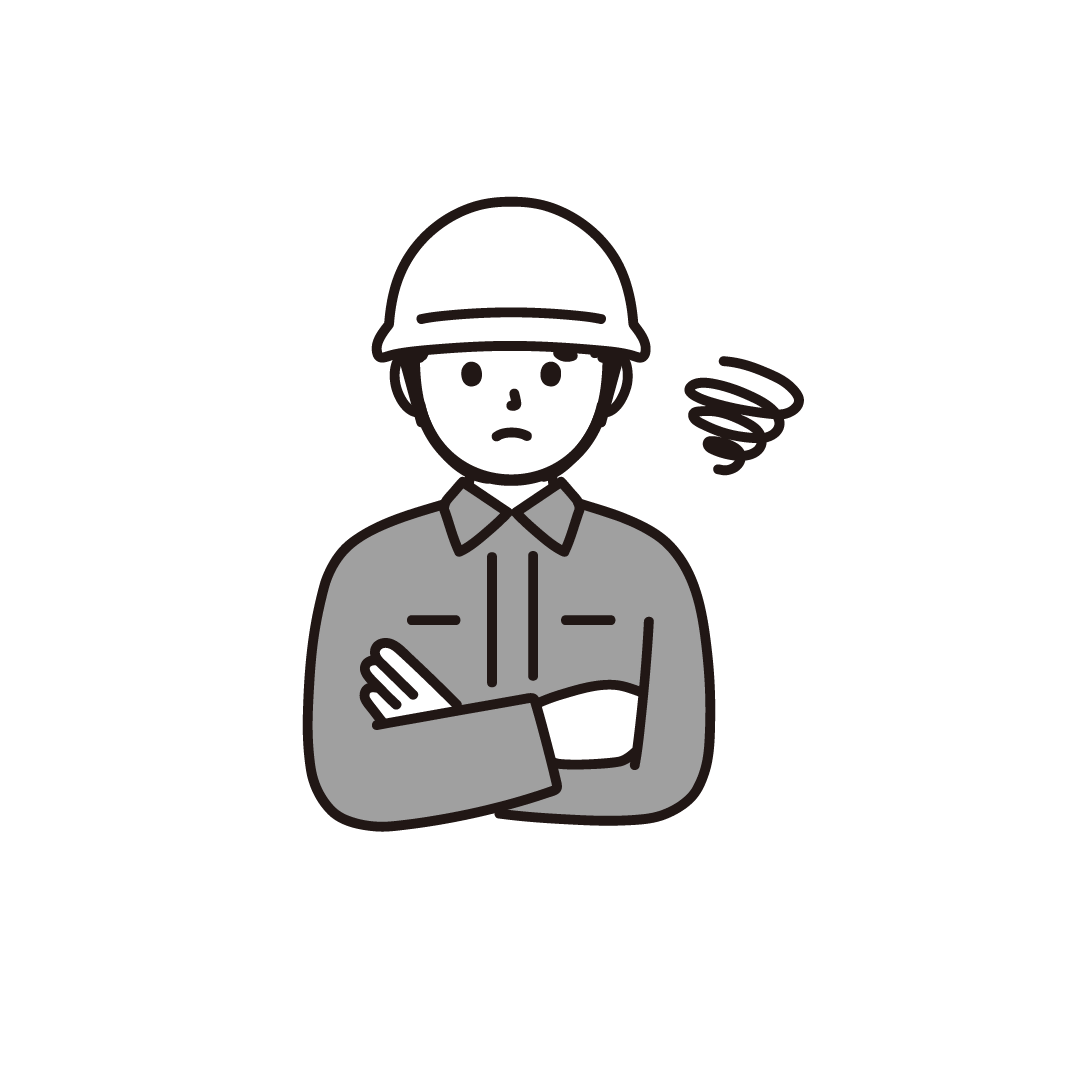 作業着の男性（困る）
