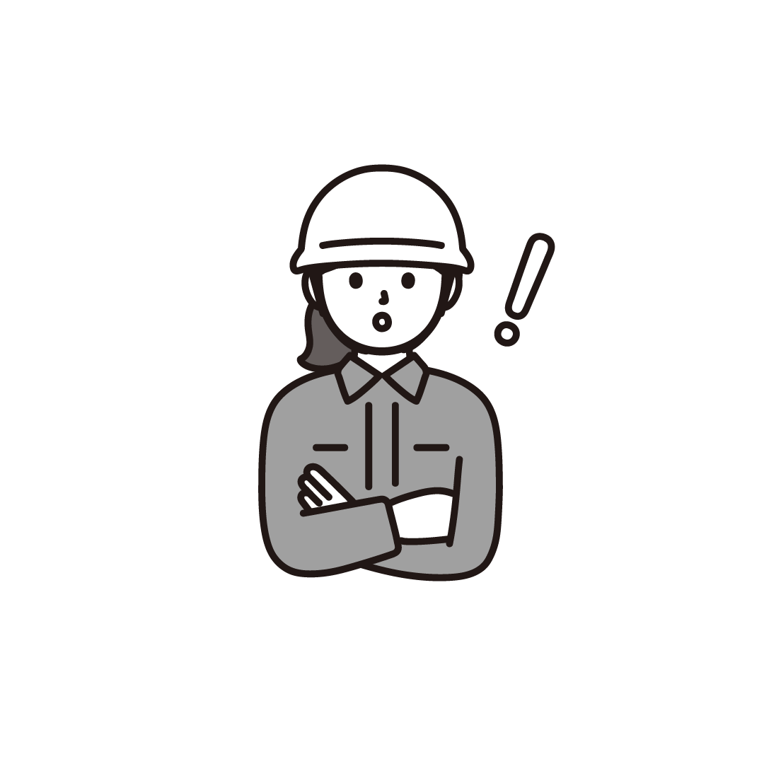 作業着の女性（驚く）