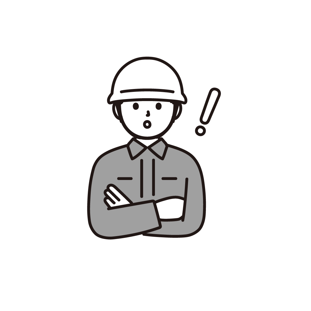 作業着の男性（驚く）